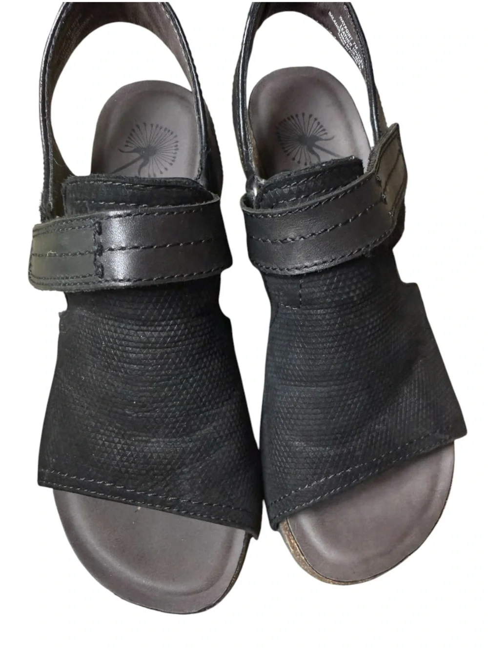 OTBT Women's Waypoint Black Leather Wedge Sandals 7
